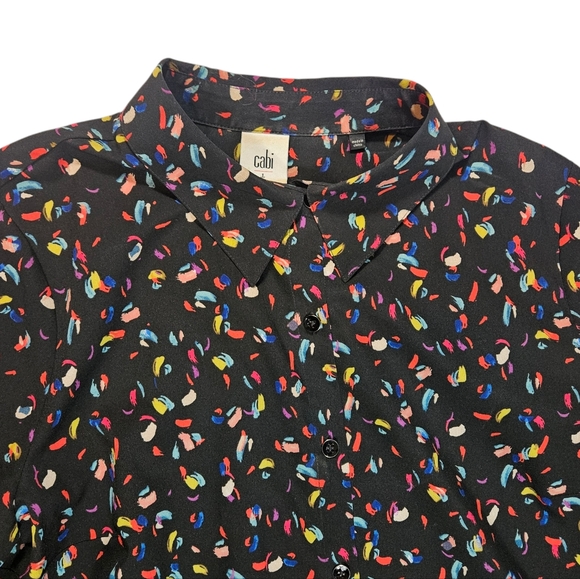 Cabi Confetti Ferris Print Button Up Long Sleeve Blouse Sz Large Career Workwear - Picture 9 of 16